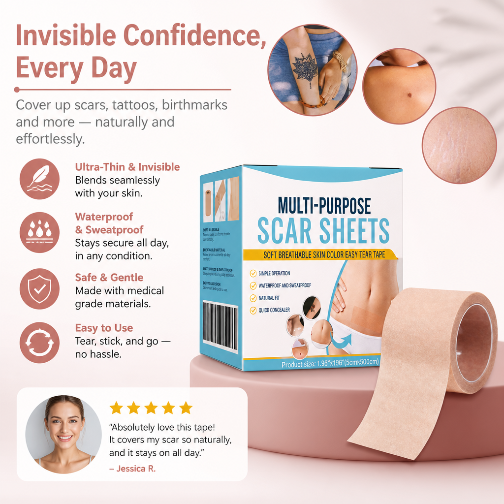 Invisible Skin Tone Cover Tape for Scars, Tattoos & Birthmarks