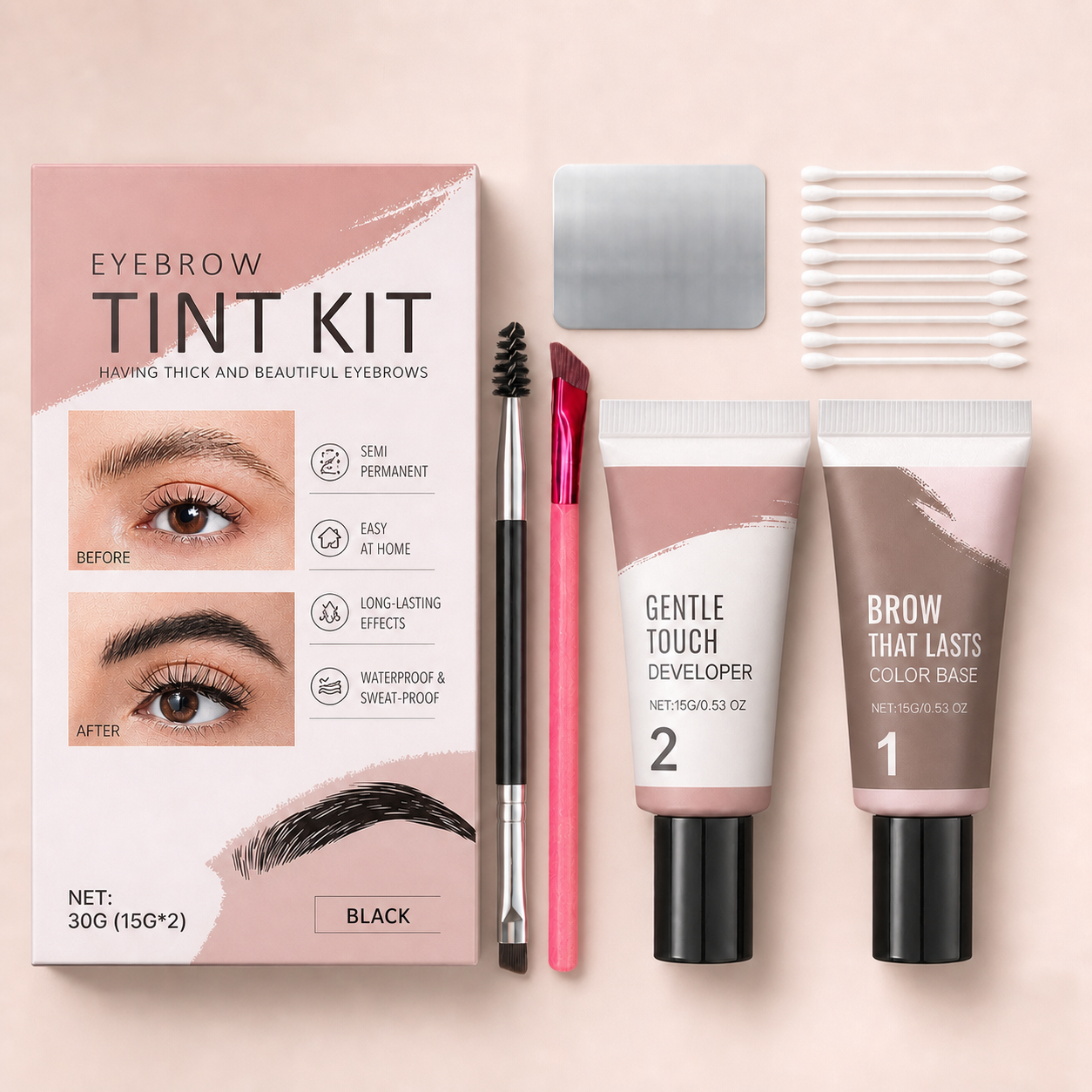 Long-Lasting Waterproof Eyebrow Tint Kit with Natural-Looking Finish