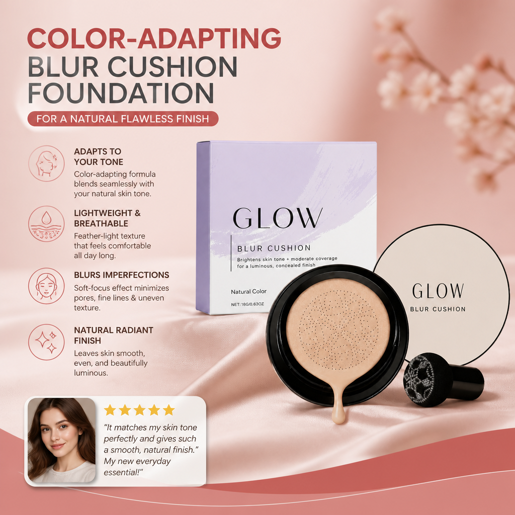Color-Adapting Blur Cushion Foundation for a Natural Flawless Finish