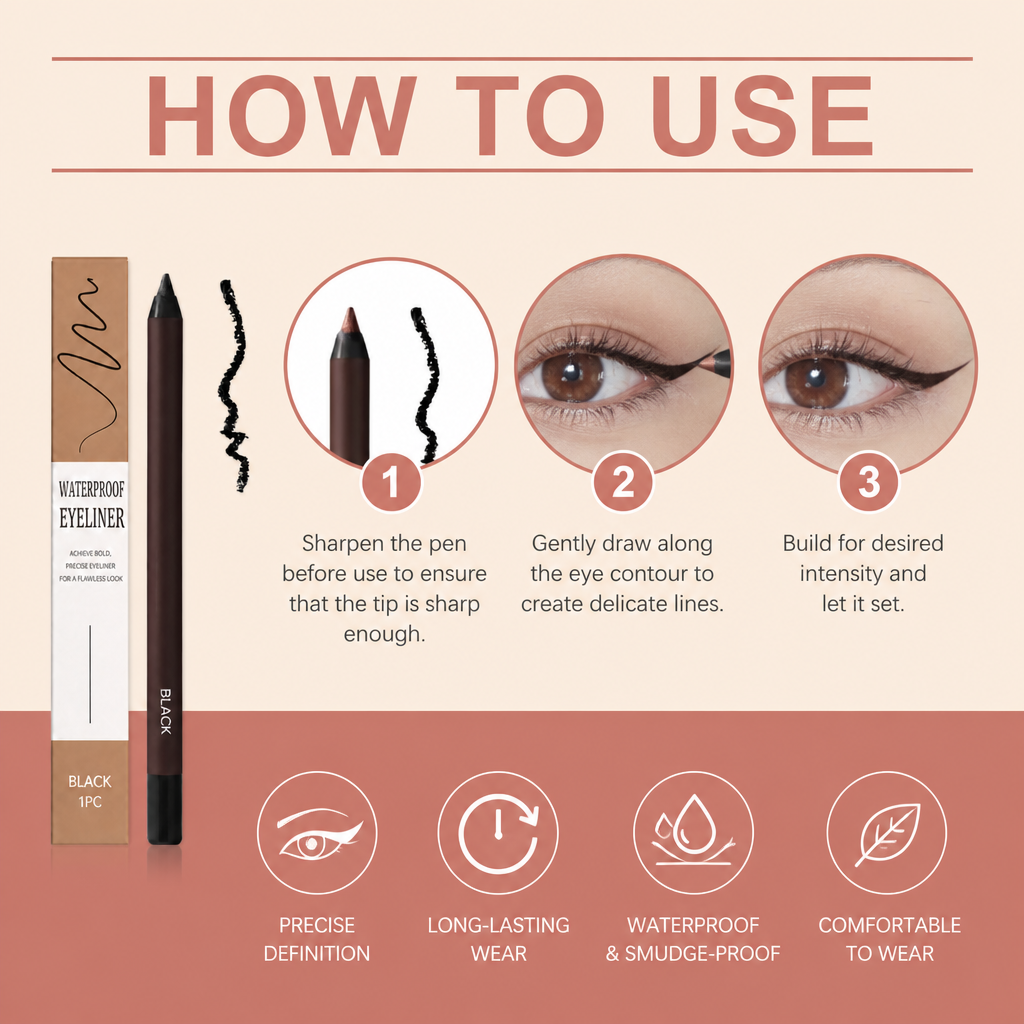 Waterproof Precision Eyeliner Pencil for Smooth, Long-Lasting Definition