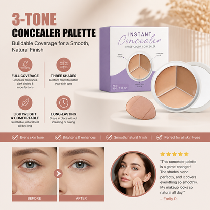 3-Tone Concealer Palette – Buildable Coverage for a Smooth, Natural Finish