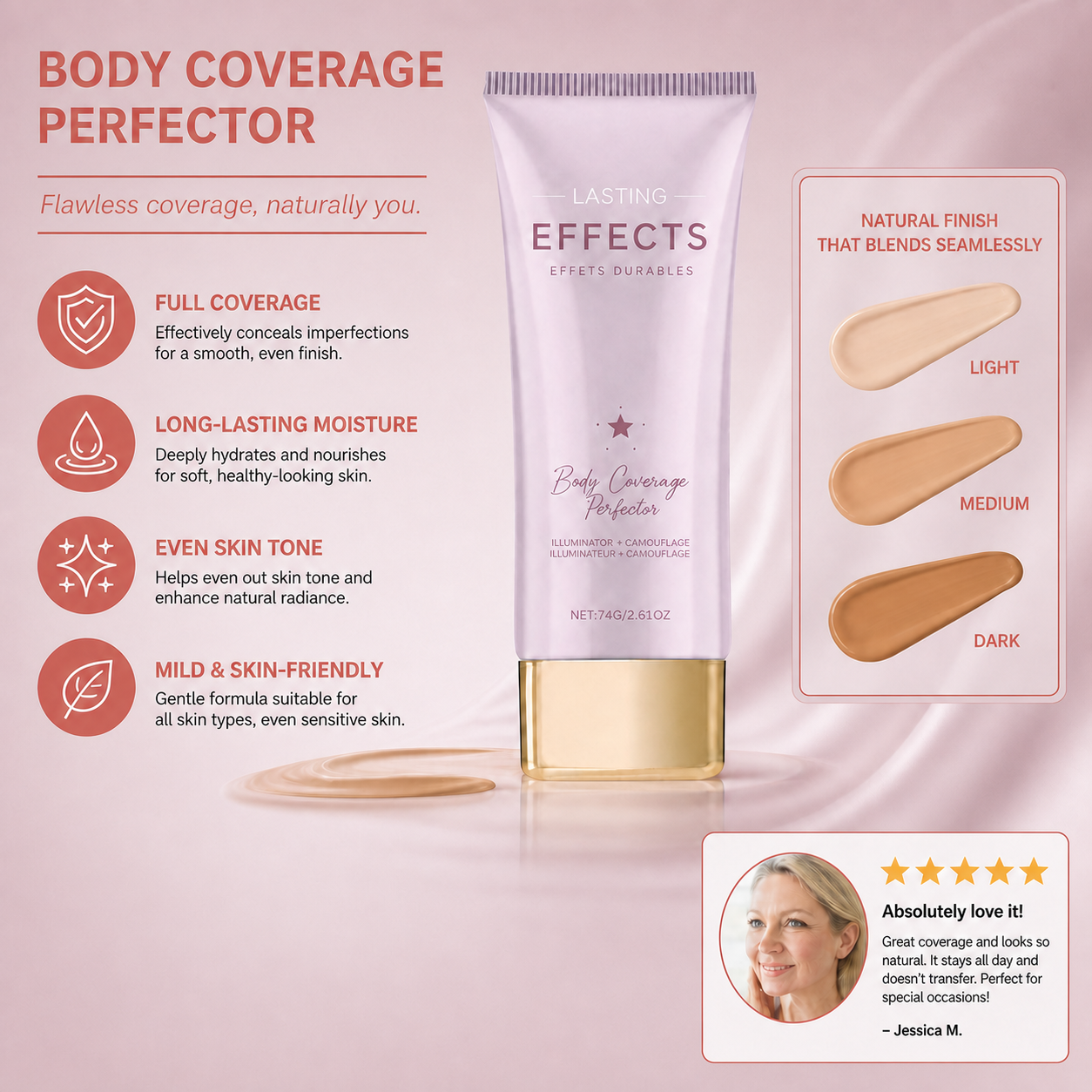 Body Coverage Perfecting Cream – Full Coverage Skin Enhancing Formula