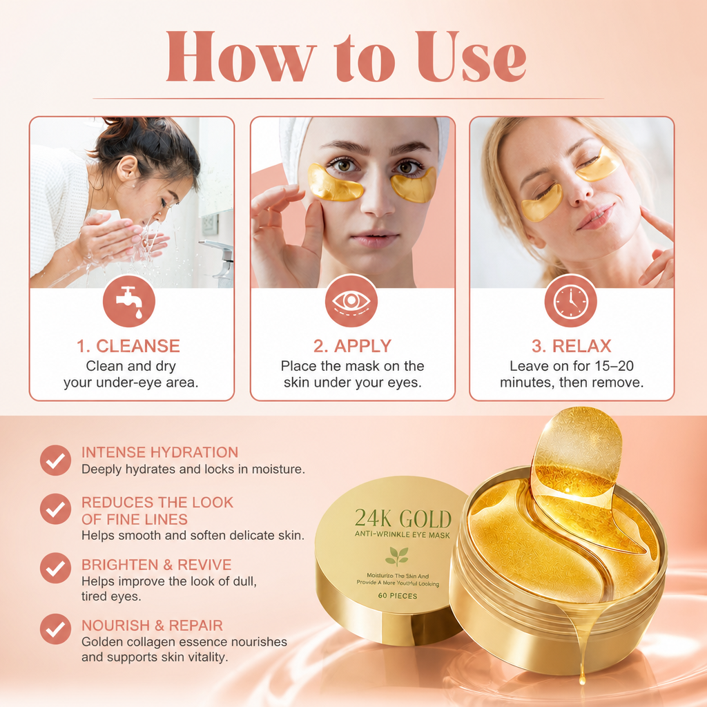 Gold Collagen Eye Masks – Hydrating Care for Brighter-Looking Eyes