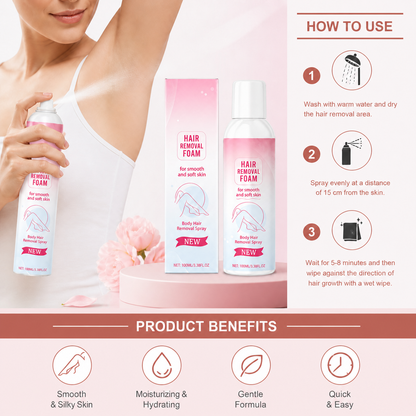 Gentle Hair Removal Spray with Moisturizing Skin Care Formula