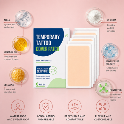 EELHOE Tattoo Cover-Up Stickers conform to the skin, are invisible, lightweight, breathable, and portable for everyday use.