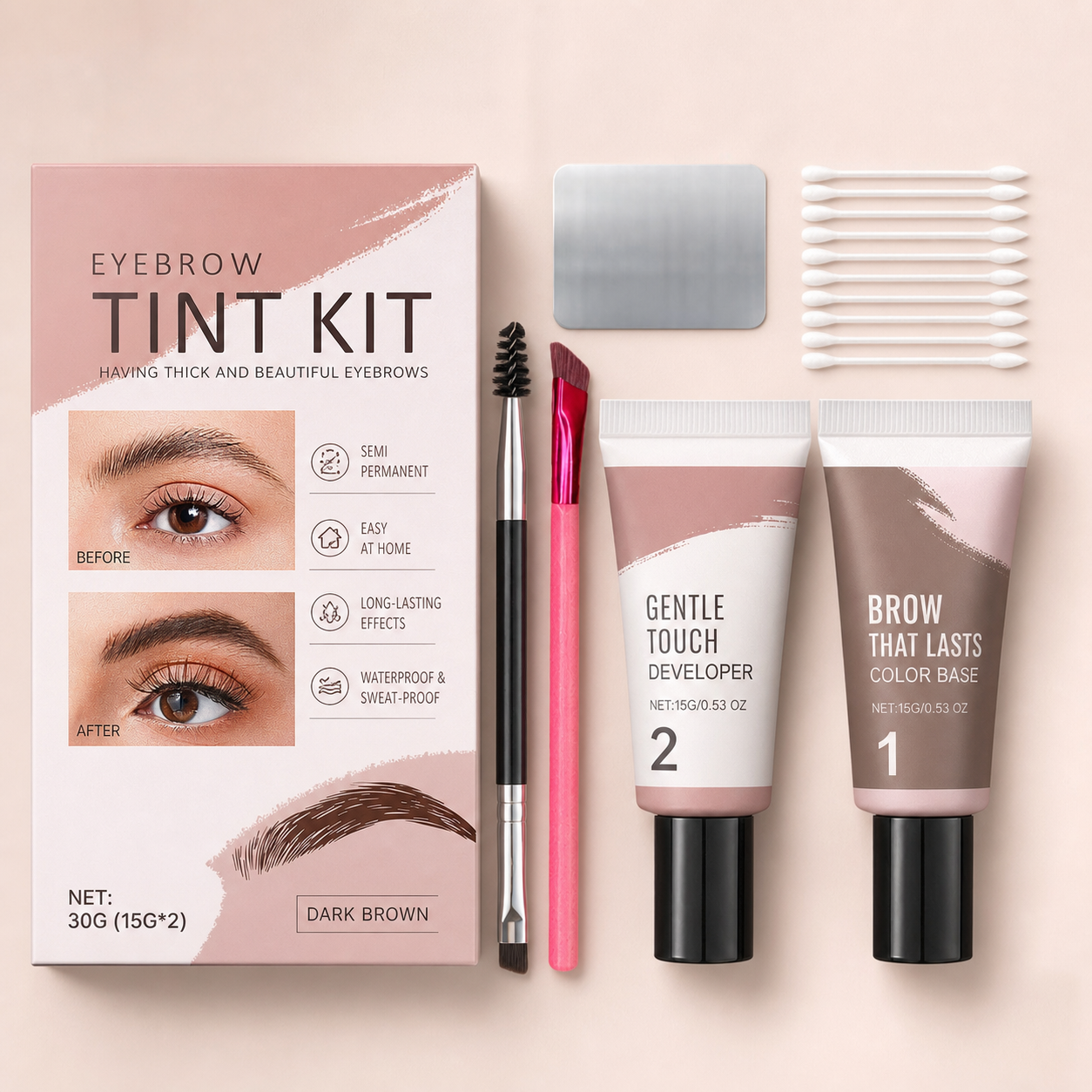 Long-Lasting Waterproof Eyebrow Tint Kit with Natural-Looking Finish