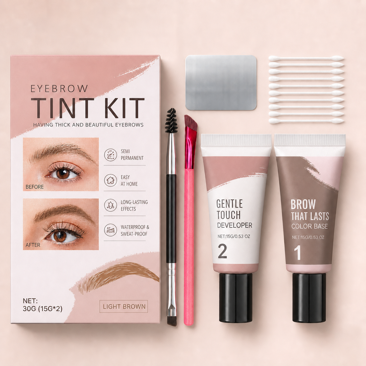 Long-Lasting Waterproof Eyebrow Tint Kit with Natural-Looking Finish