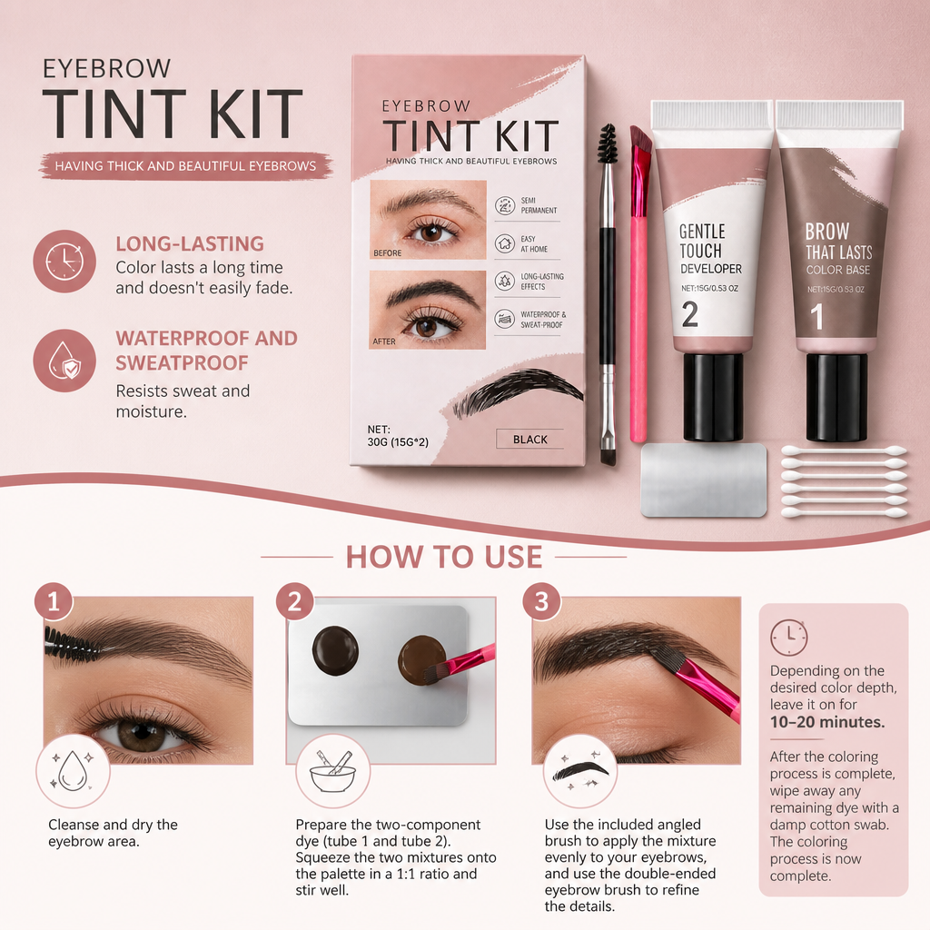 Long-Lasting Waterproof Eyebrow Tint Kit with Natural-Looking Finish