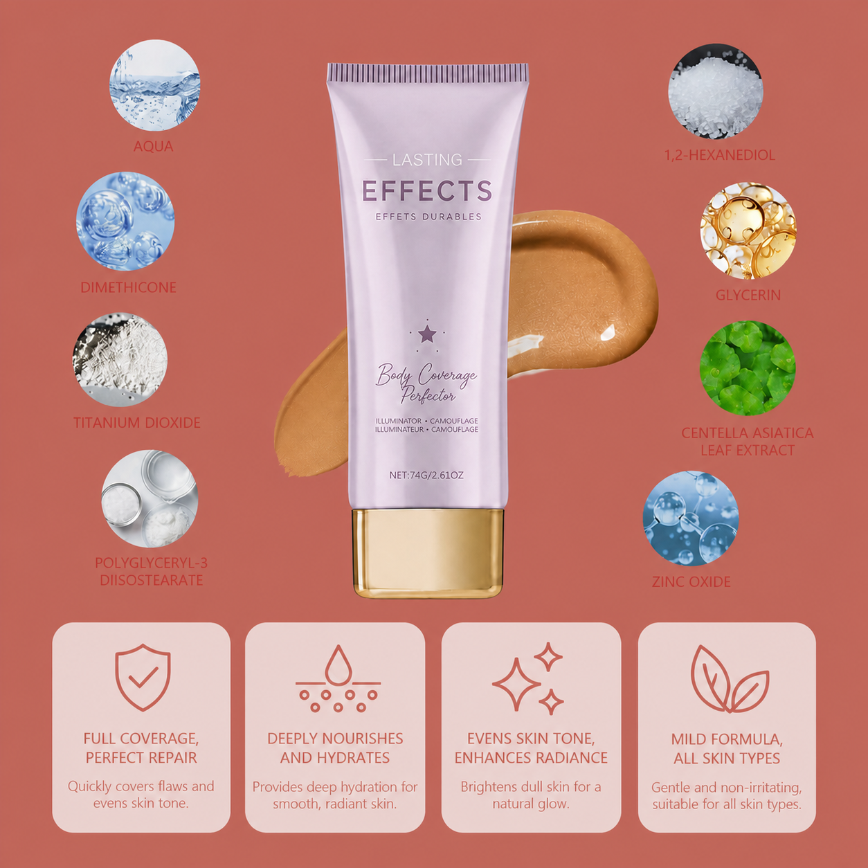 Body Coverage Perfecting Cream – Full Coverage Skin Enhancing Formula