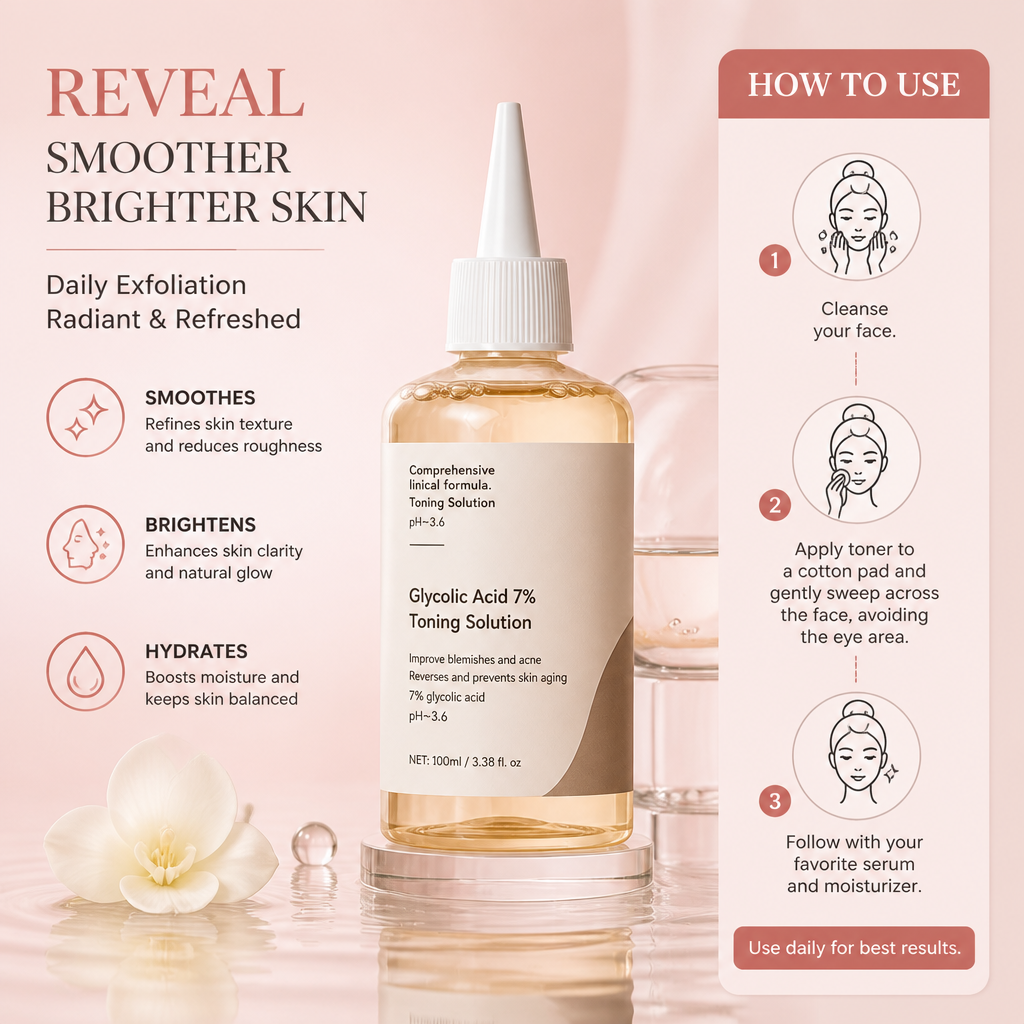 Glycolic Acid Facial Toner – Smooth, Bright & Hydrated Looking Skin
