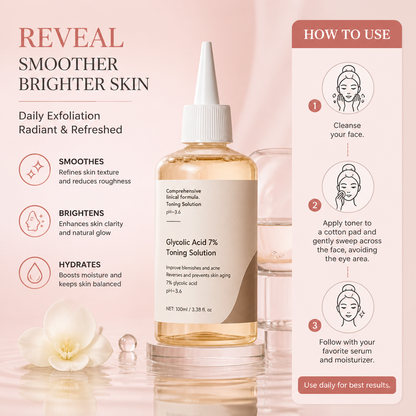 Glycolic Acid Facial Toner – Smooth, Bright & Hydrated Looking Skin