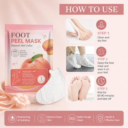 Peach Exfoliating Foot Mask – Moisturizing Care for Soft, Smooth Feet