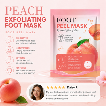 Peach Exfoliating Foot Mask – Moisturizing Care for Soft, Smooth Feet