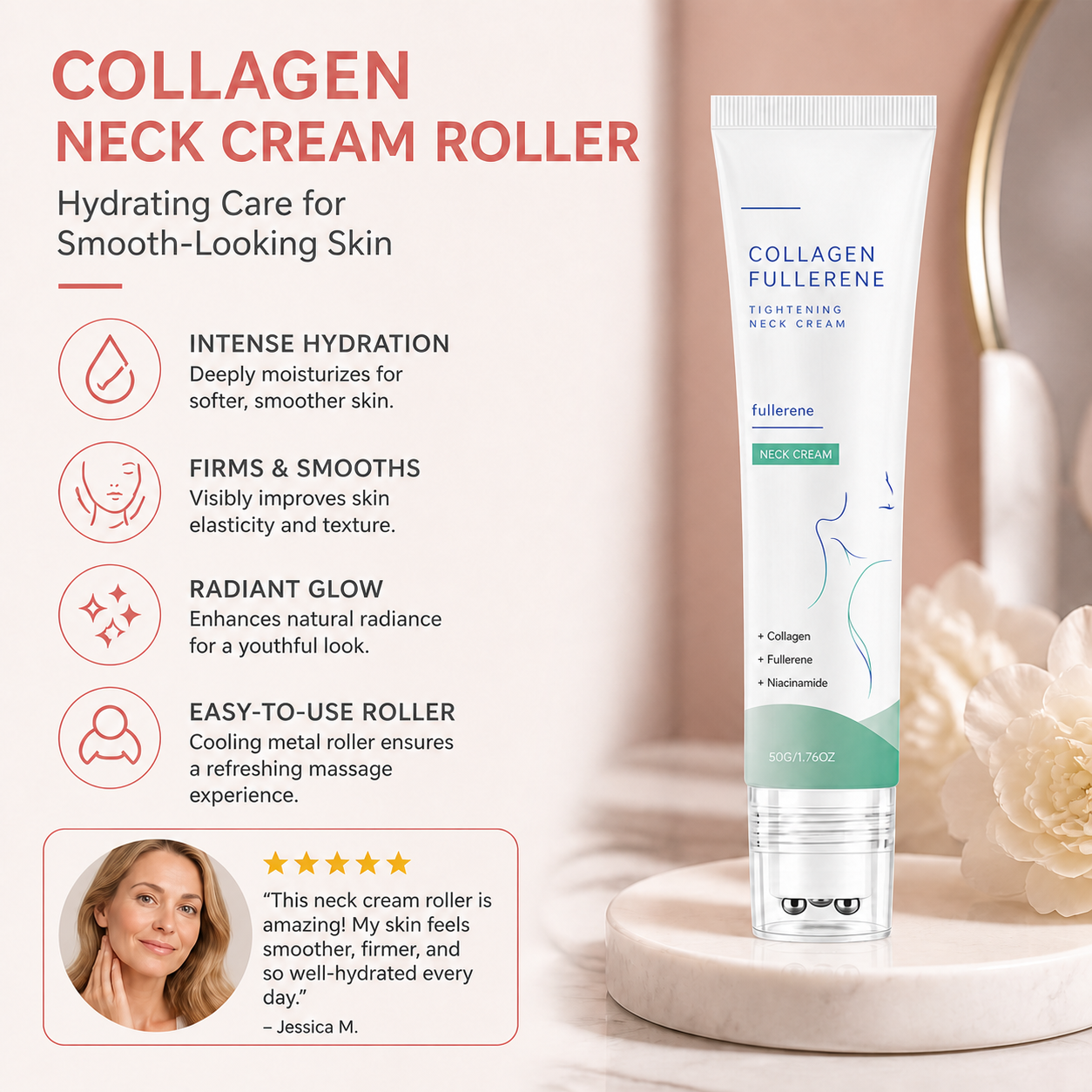 Collagen Neck Cream Roller – Hydrating Care for Smooth-Looking Skin