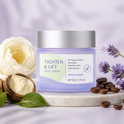 Firming Neck Cream with Coffee & Hyaluronic Acid for Smooth-Looking Skin