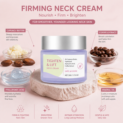 Firming Neck Cream with Coffee & Hyaluronic Acid for Smooth-Looking Skin