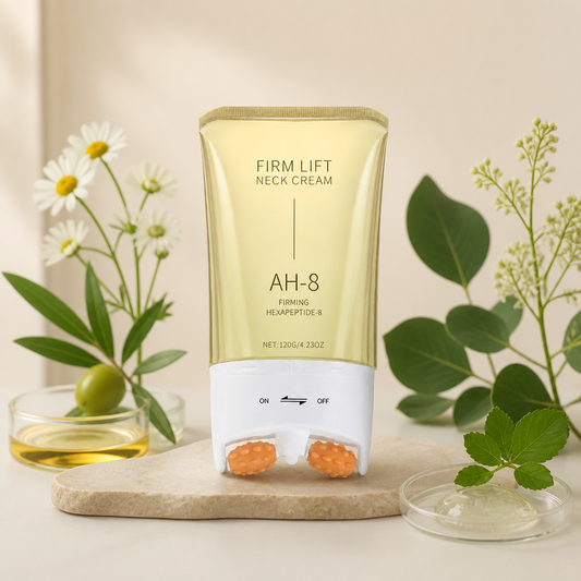 Peptide & Ceramide Neck Cream with Roller for Smooth, Firm-Looking Skin