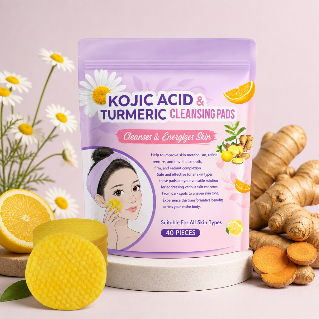 Turmeric & Kojic Acid Cleansing Pads for Smooth, Radiant-Looking Skin