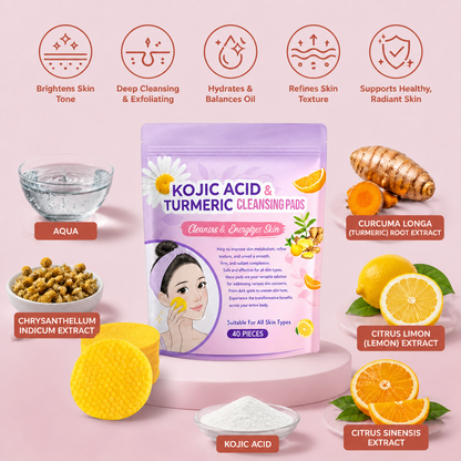 Turmeric & Kojic Acid Cleansing Pads for Smooth, Radiant-Looking Skin