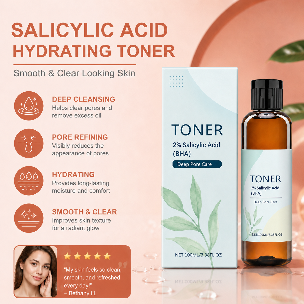 Salicylic Acid Hydrating Toner – Smooth & Clear Looking Skin