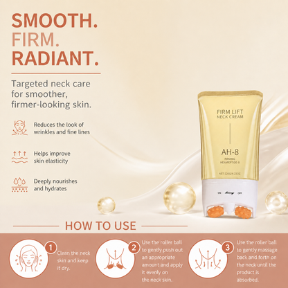 Peptide & Ceramide Neck Cream with Roller for Smooth, Firm-Looking Skin