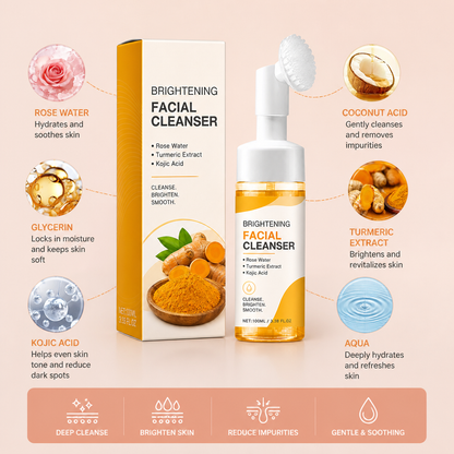 Turmeric & Kojic Foaming Cleanser – Gentle Brightening Face Wash
