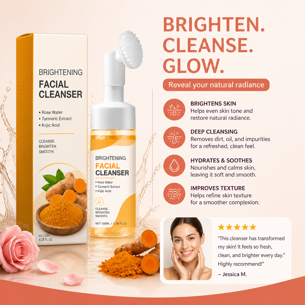 Turmeric & Kojic Foaming Cleanser – Gentle Brightening Face Wash