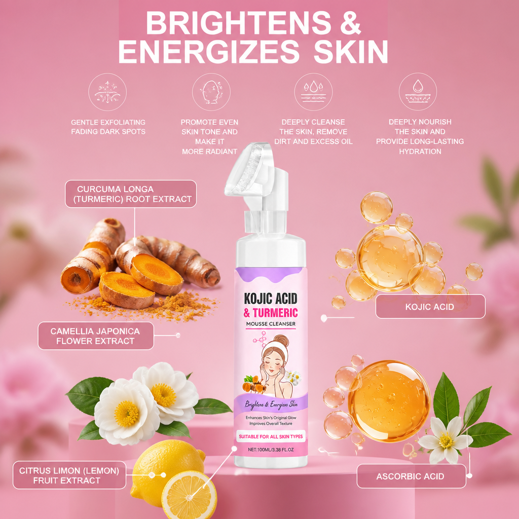 Brightening & Exfoliating Facial Mousse Cleanser with Turmeric & Kojic Acid