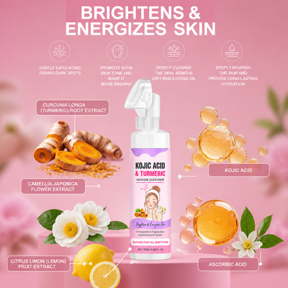 Brightening & Exfoliating Facial Mousse Cleanser with Turmeric & Kojic Acid