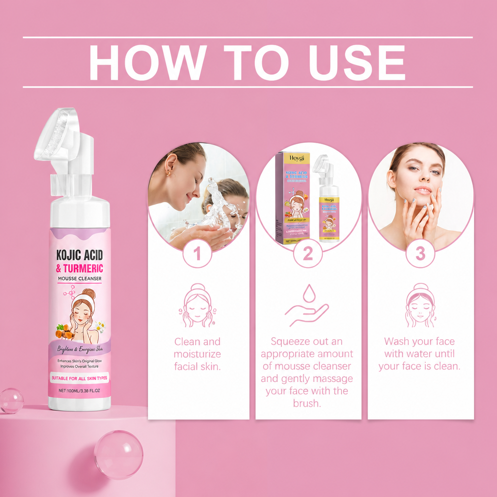 Brightening & Exfoliating Facial Mousse Cleanser with Turmeric & Kojic Acid