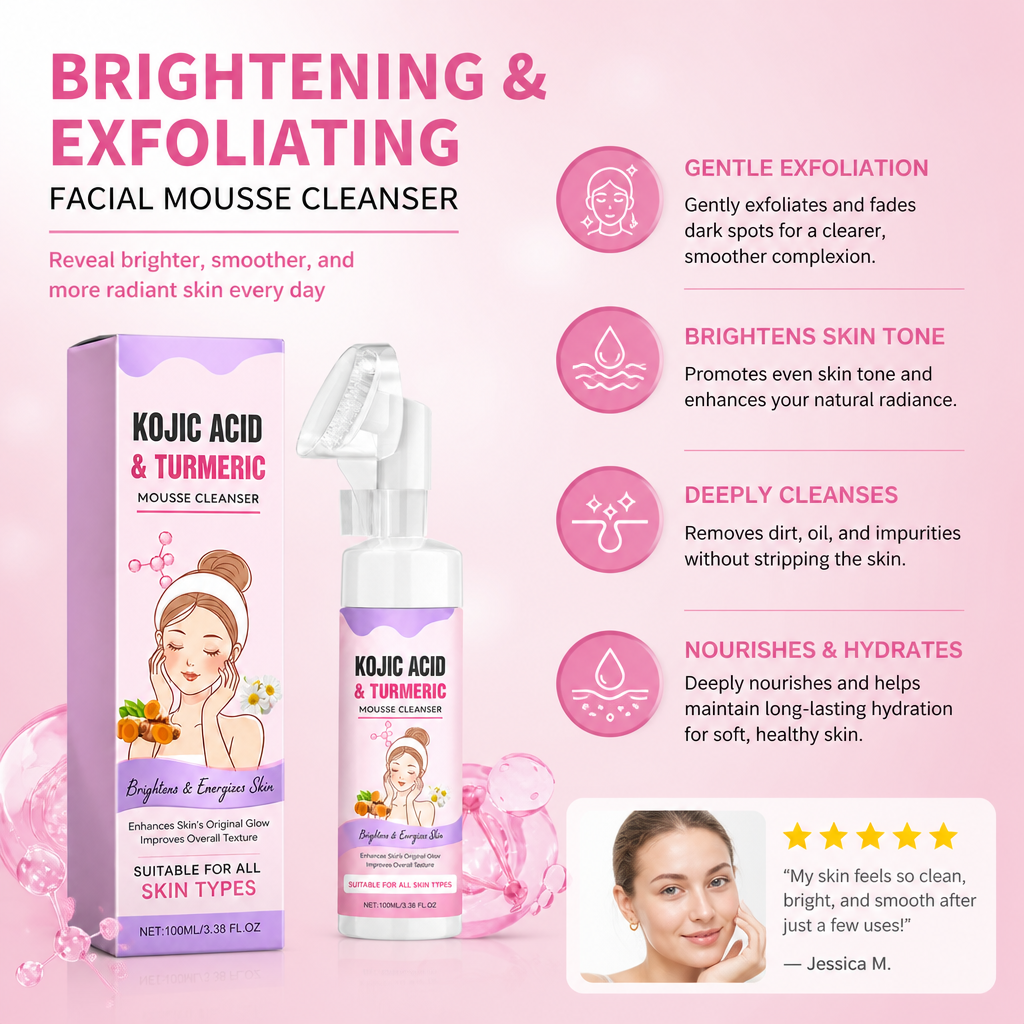 Brightening & Exfoliating Facial Mousse Cleanser with Turmeric & Kojic Acid