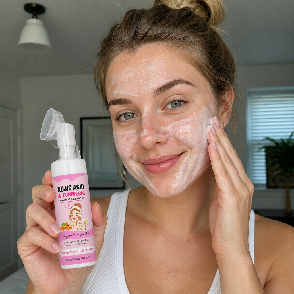 Brightening & Exfoliating Facial Mousse Cleanser with Turmeric & Kojic Acid