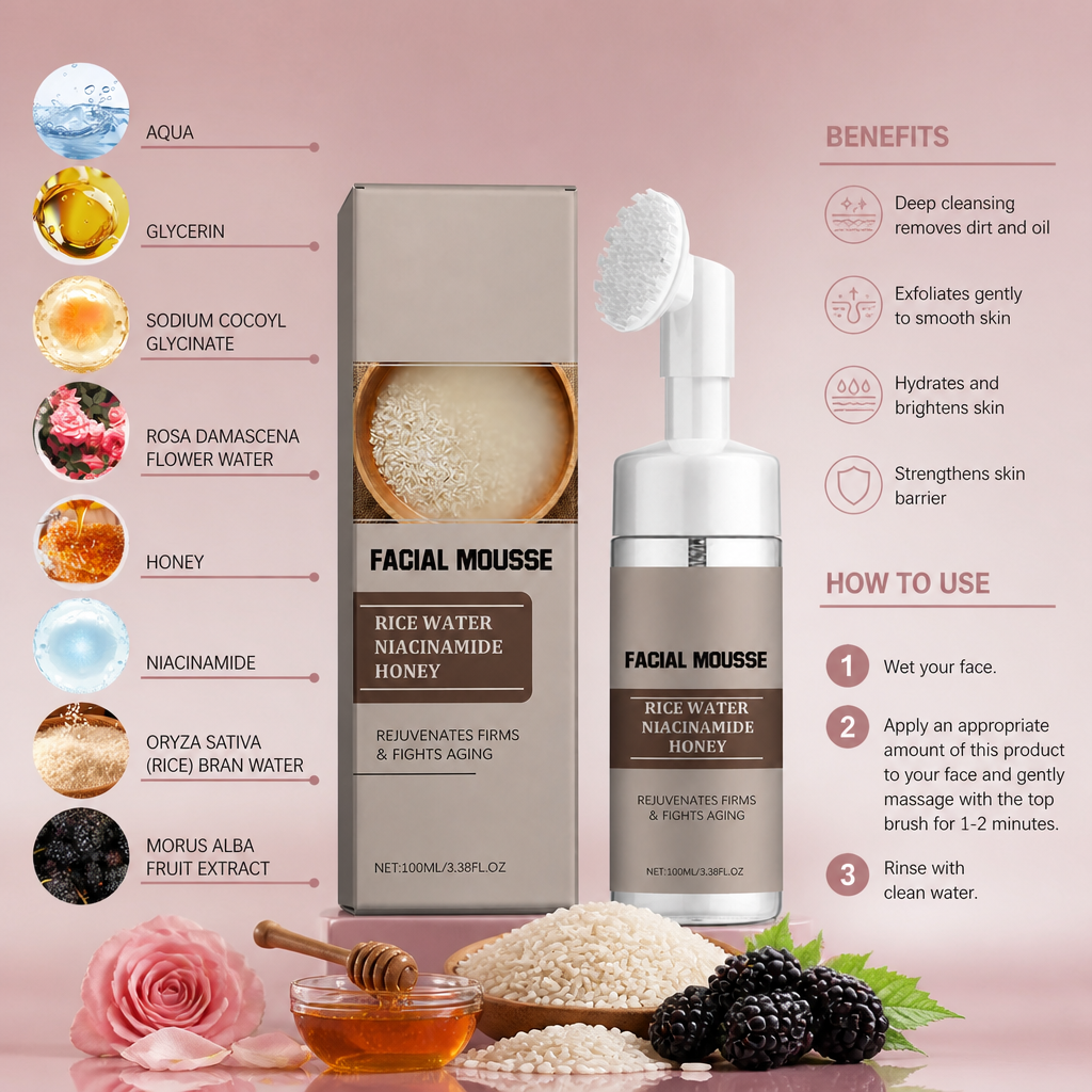 Brightening Facial Mousse – Gentle Deep Clean & Smooth Skin