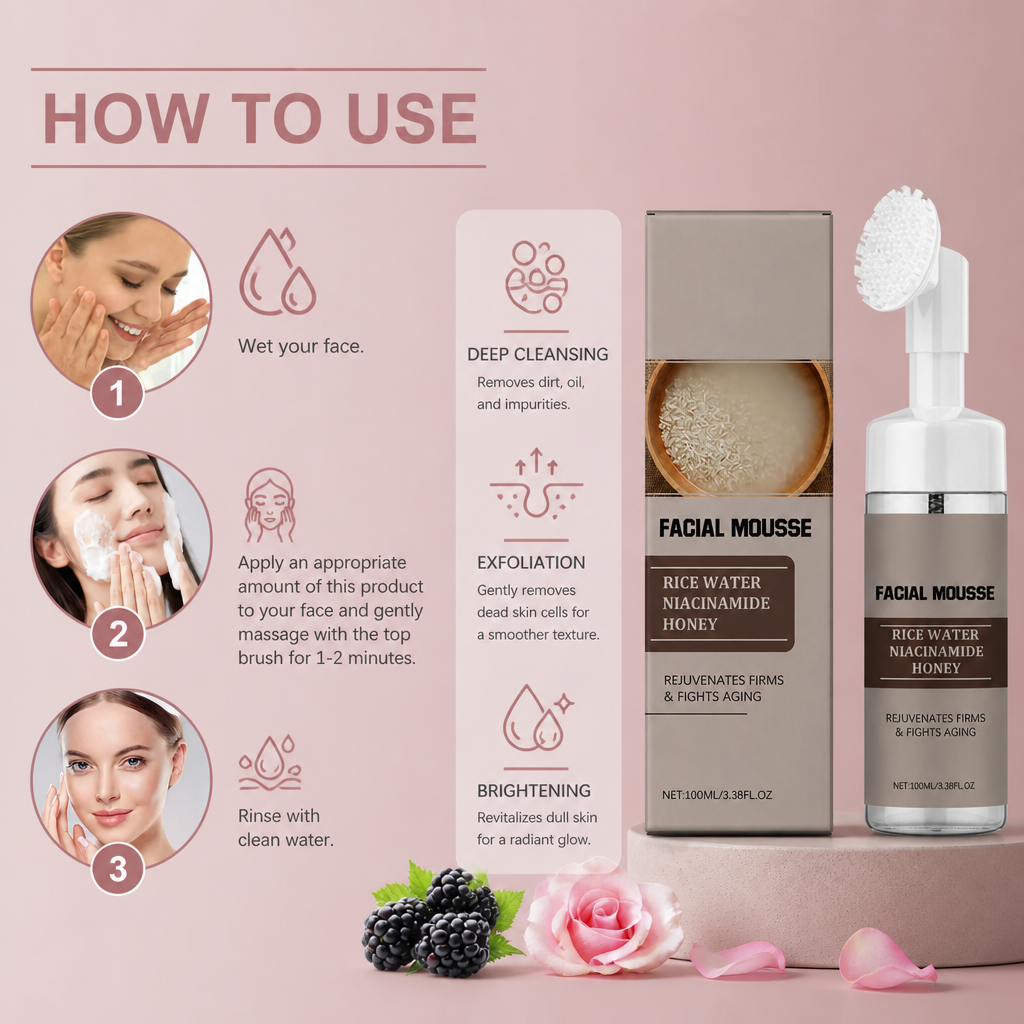 Brightening Facial Mousse – Gentle Deep Clean & Smooth Skin