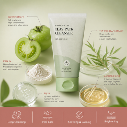 Green Tomato Clay Pack Cleanser – Deep-Cleansing & Refreshing Skin