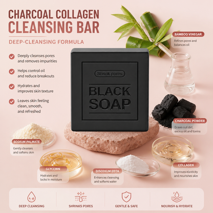 Charcoal Collagen Cleansing Bar – Deep-Cleansing Formula for Fresh, Balanced Skin
