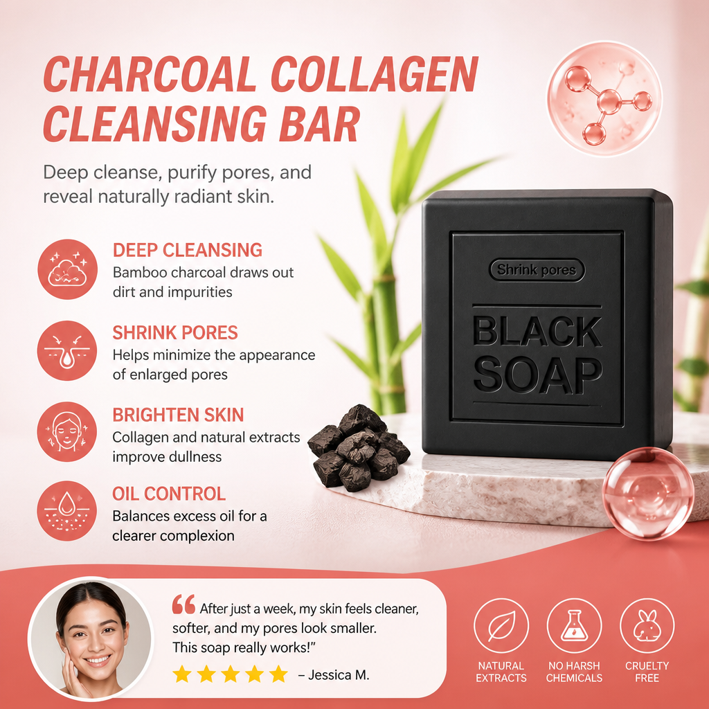 Charcoal Collagen Cleansing Bar – Deep-Cleansing Formula for Fresh, Balanced Skin