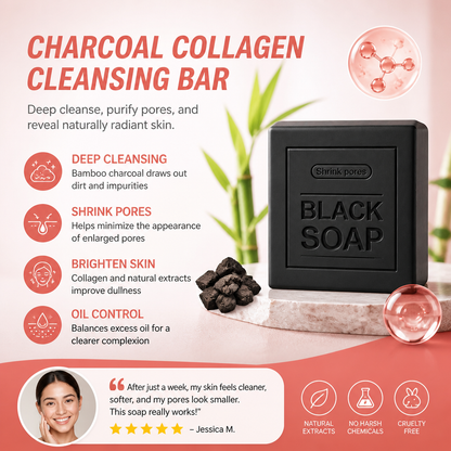Charcoal Collagen Cleansing Bar – Deep-Cleansing Formula for Fresh, Balanced Skin