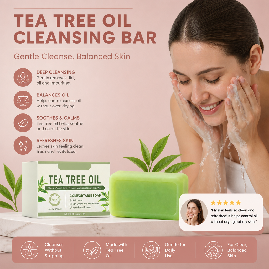 Tea Tree Cleansing Bar – Gentle Formula for Fresh, Balanced Skin
