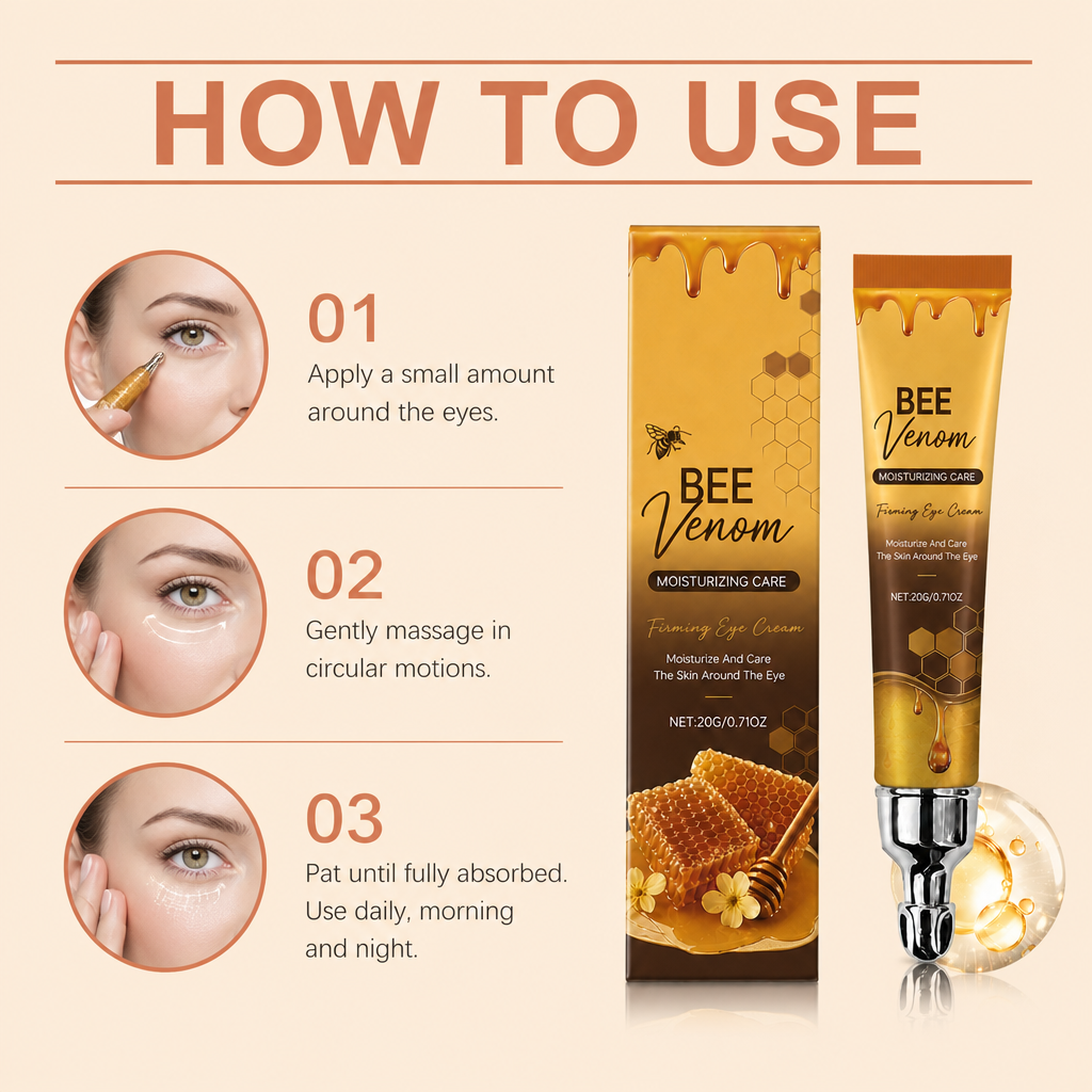 Bee Venom & Hyaluronic Acid Firming Eye Cream for Smooth, Hydrated Skin