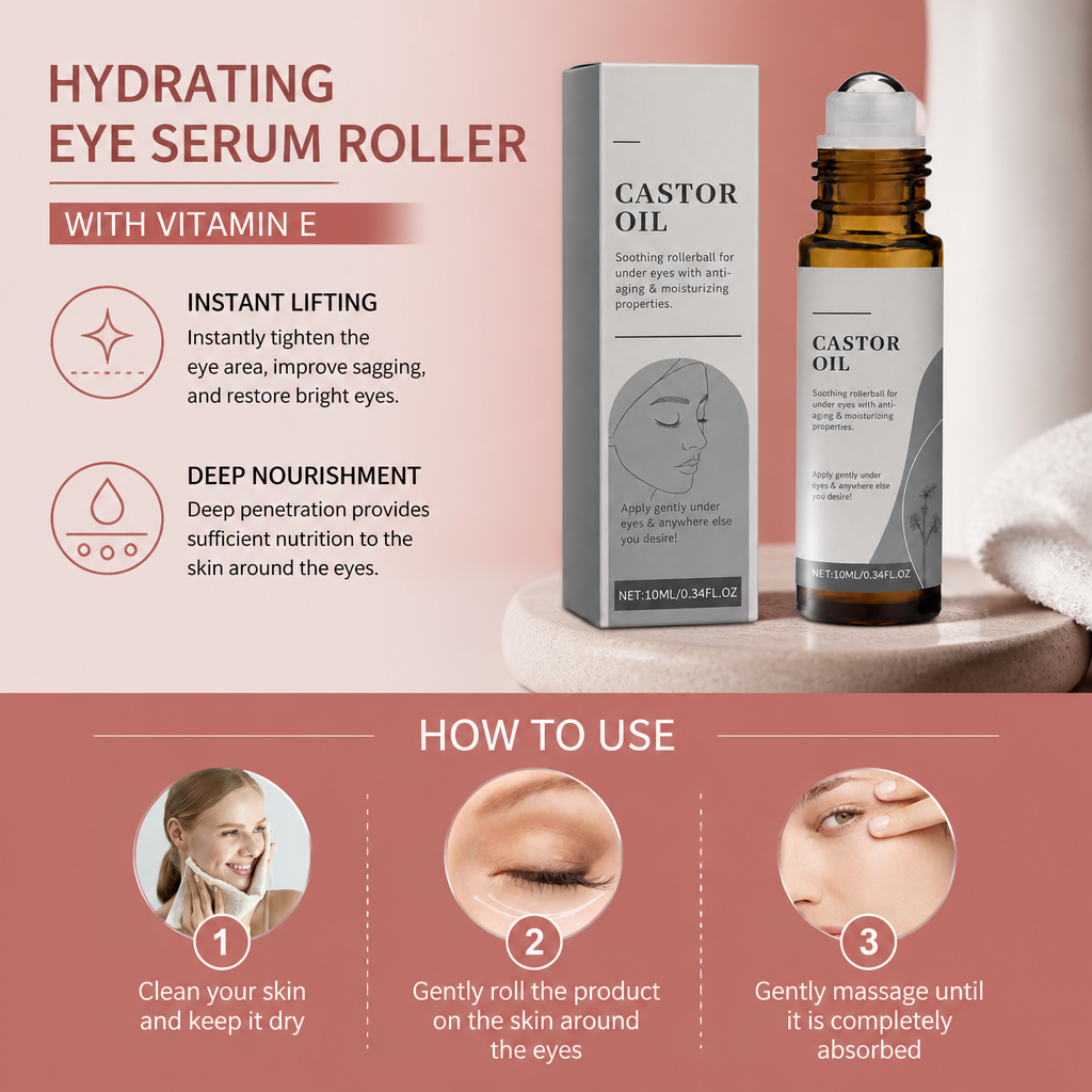 Hydrating Eye Serum Roller with Vitamin E for Smooth, Refreshed Skin