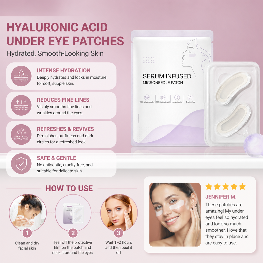 Hyaluronic Acid Under Eye Patches for Hydrated Smooth Looking Skin