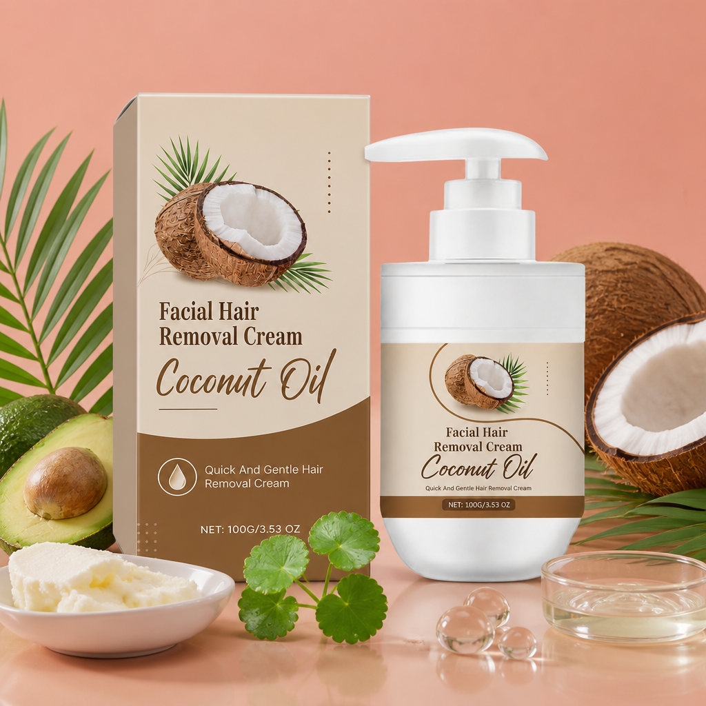 Coconut Oil Facial Hair Removal Cream for Smooth Soft Skin Care