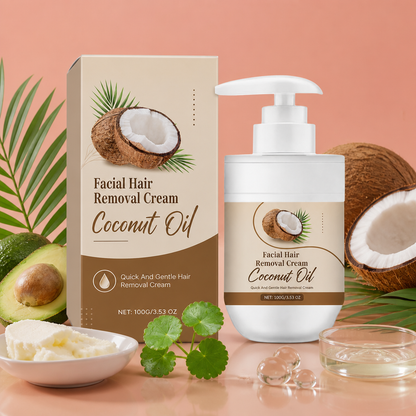 Coconut Oil Facial Hair Removal Cream for Smooth Soft Skin Care