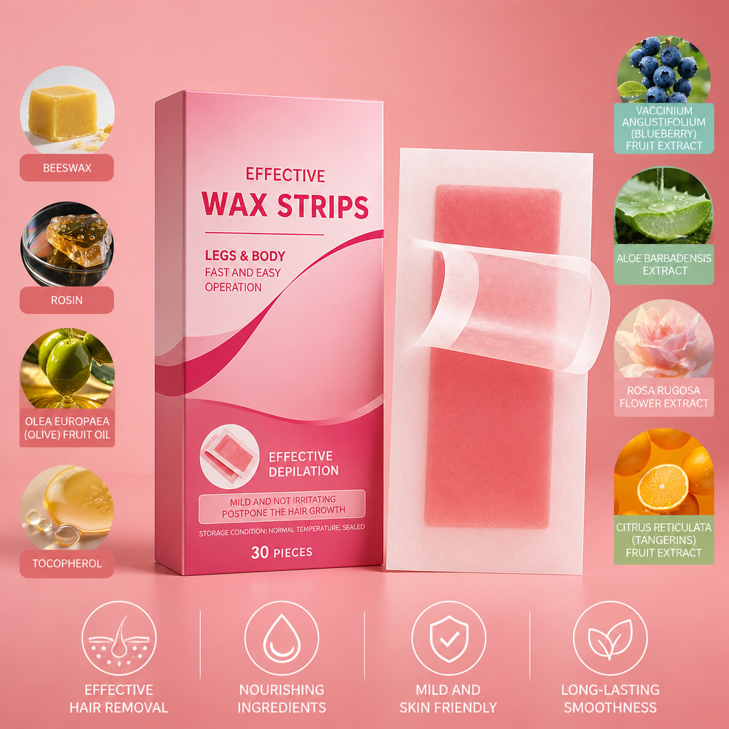 Gentle Wax Hair Removal Strips with Nourishing Skin Care