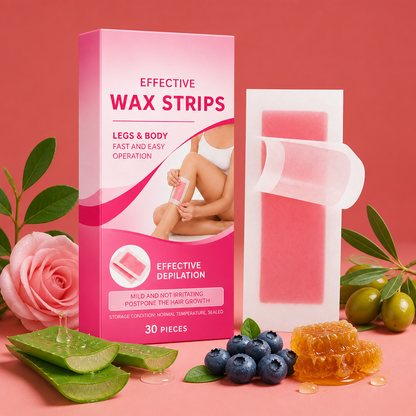 Gentle Wax Hair Removal Strips with Nourishing Skin Care