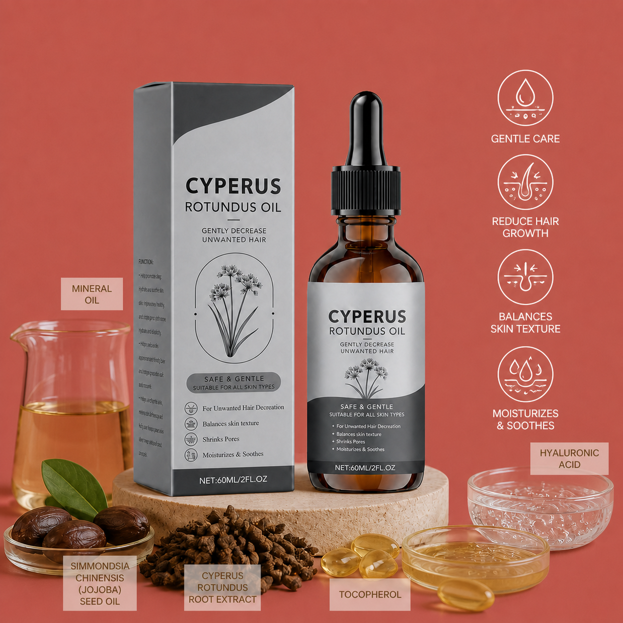 Cyperus Rotundus Oil for Smooth Skin After Hair Removal