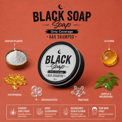 Black Nourishing Hair Soap Bar – Gentle Cleansing & Scalp Care Formula