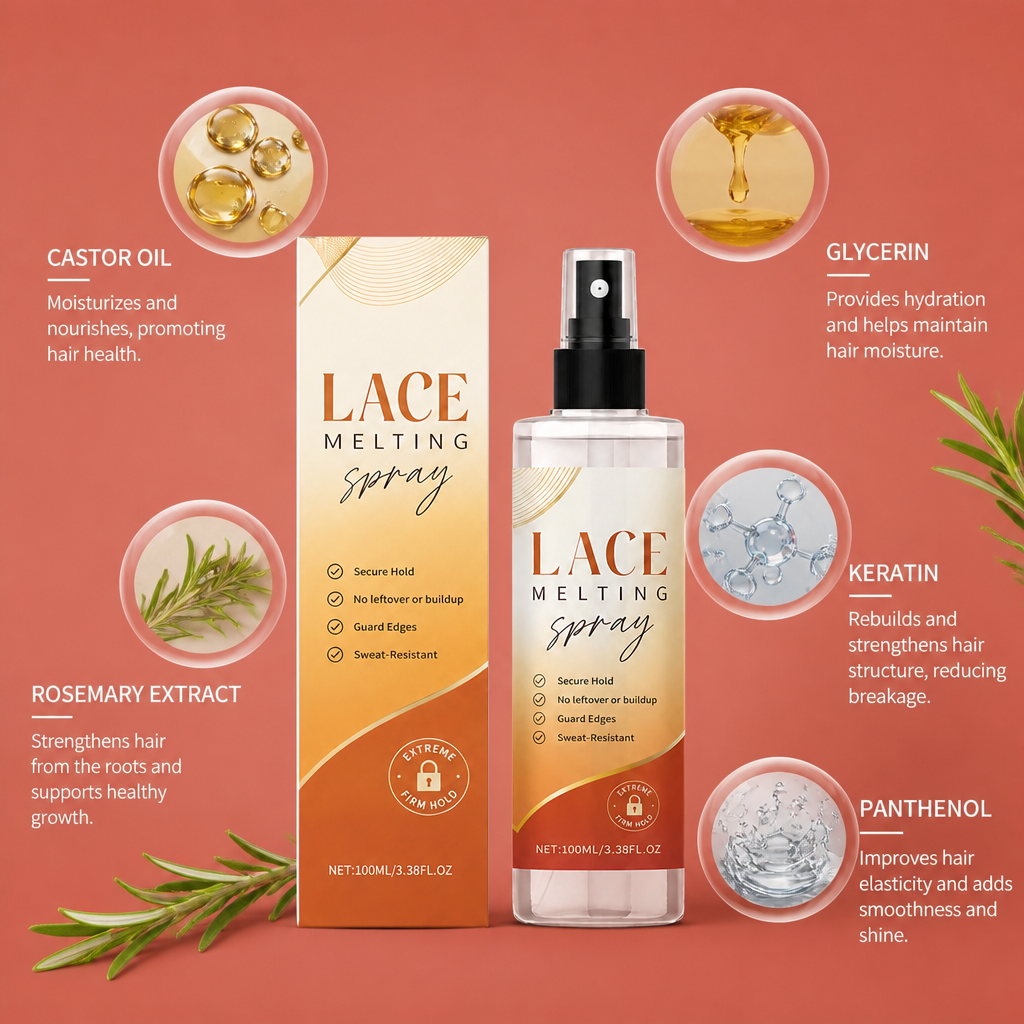Lace Melting Spray – Strong Hold Formula For Natural Wig Styling