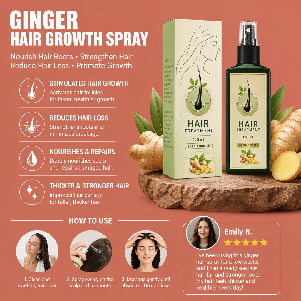 Ginger Hair Growth Spray – Nourishing Formula For Fuller Looking Hair